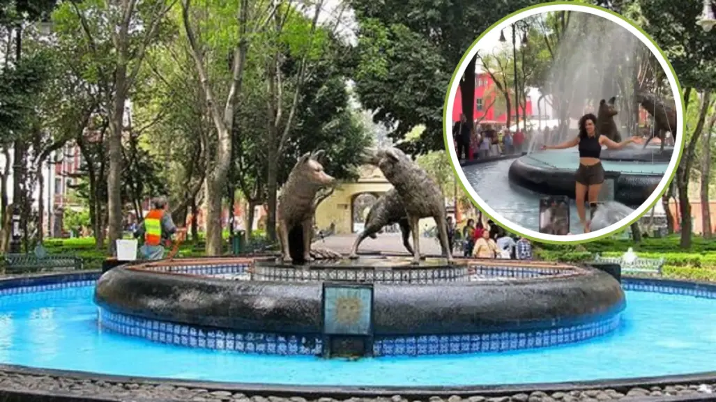 VIDEO | Flor Amargo baila dentro de fuente de los Coyotes en Coyoacán, ¿será multada?