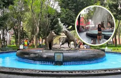 VIDEO | Flor Amargo baila dentro de fuente de los Coyotes en Coyoacán, ¿será multada?
