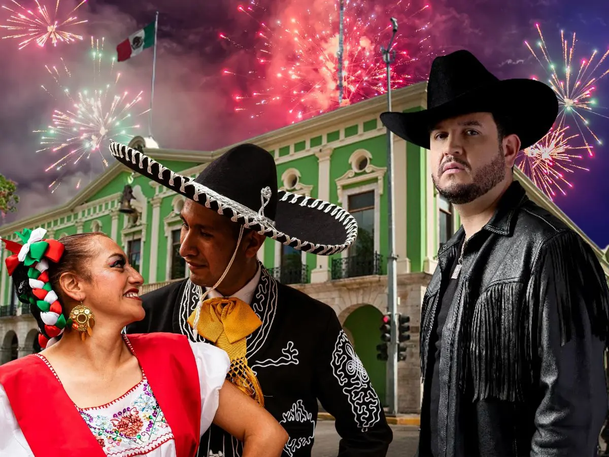 La ceremonia del Grito de Independencia en Mérida está llena de colorido y alegría y para este año está programada la presentación del cantante Edén Muñoz en la Plaza Grande.- Fuente Gobierno del Estado y Canva