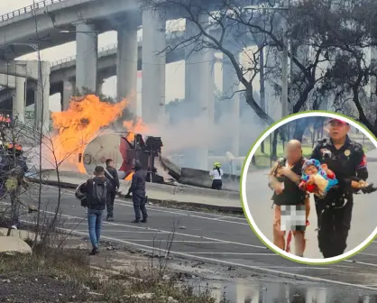 Policía de CDMX rescata a bebé en explosión de pipa en Puente de la Concordia en Iztapalapa