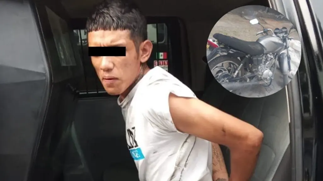 Escape fallido; policía asegura a joven con moto robada en Monterrey