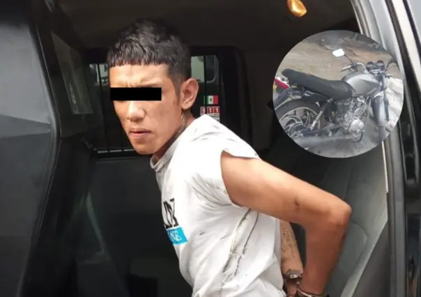 Escape fallido; policía asegura a joven con moto robada en Monterrey