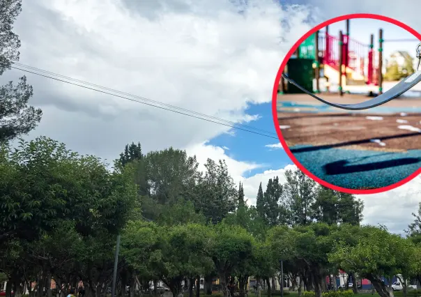 El jardín de Durango con juegos para niños, grandes sombras y muy cerca del centro