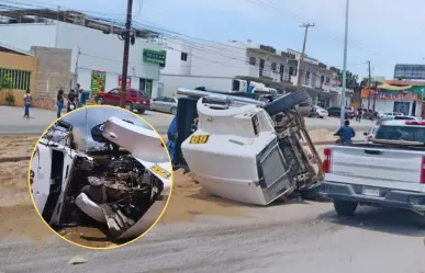 Se vuelca camión de carga en Cabo San Lucas; varias personas resultan lesionadas
