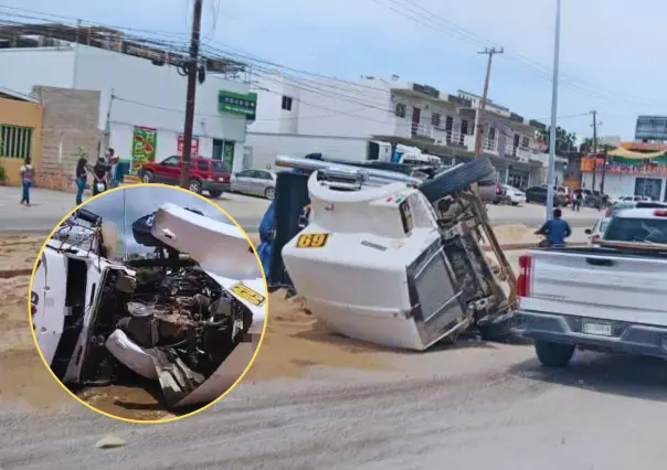 Se vuelca camión de carga en Cabo San Lucas; varias personas resultan lesionadas