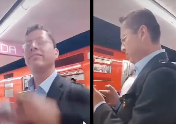 VIDEO | "Soy influyente": hombre ataca a policía en Metro CDMX por no darle pase gratis