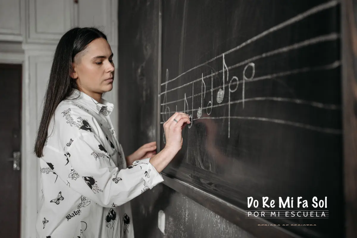 Maestra dando clases de música. Foto: Canva