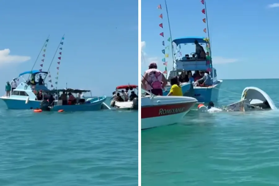 Lancha que viajaba desde Isla Mujeres se hunde tras misa en Contoy