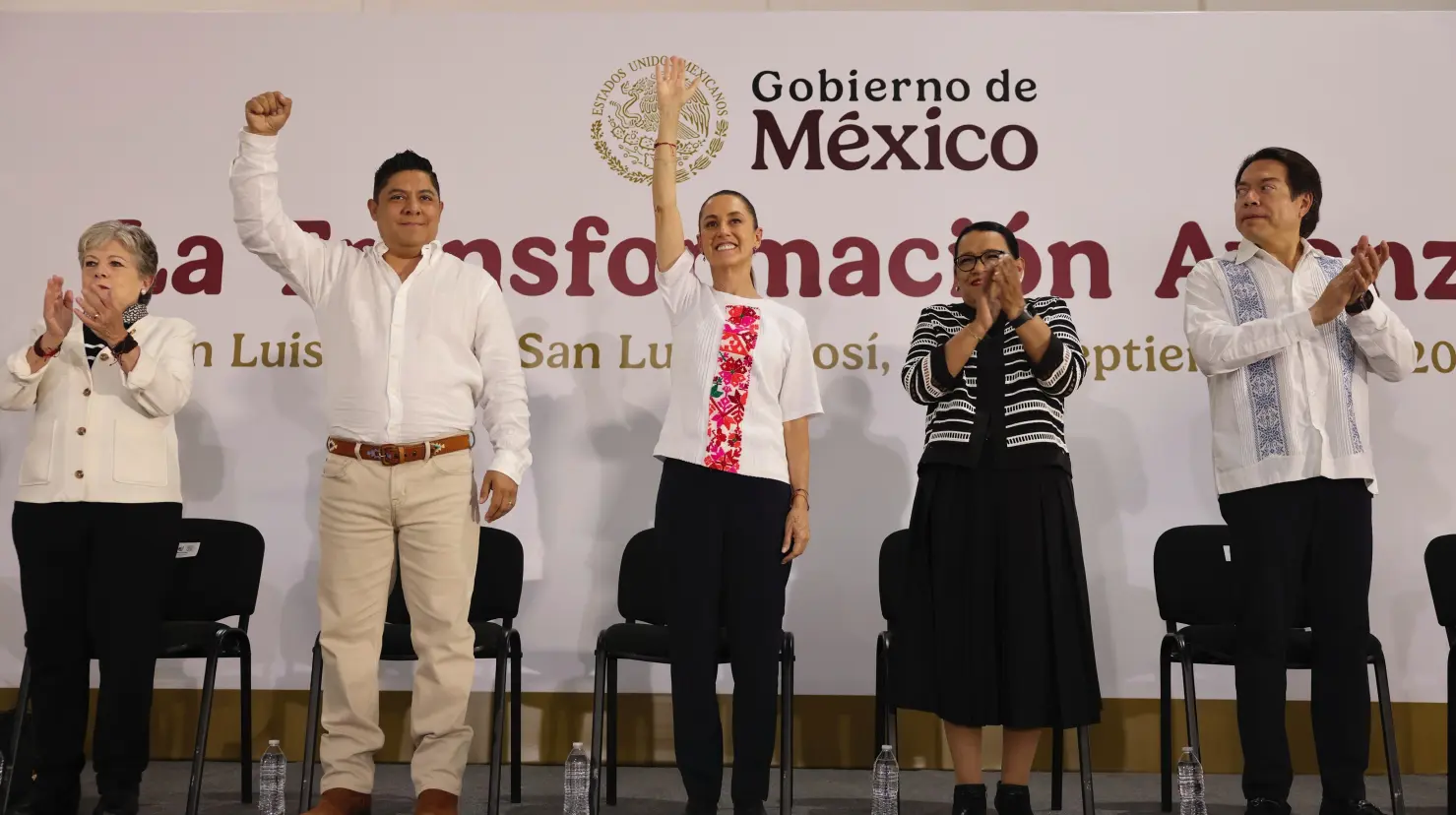 Claudia Sheinbaum promete respaldar a San Luis Potosí y garantizar derechos sociales. Foto: X (@Claudiashein)