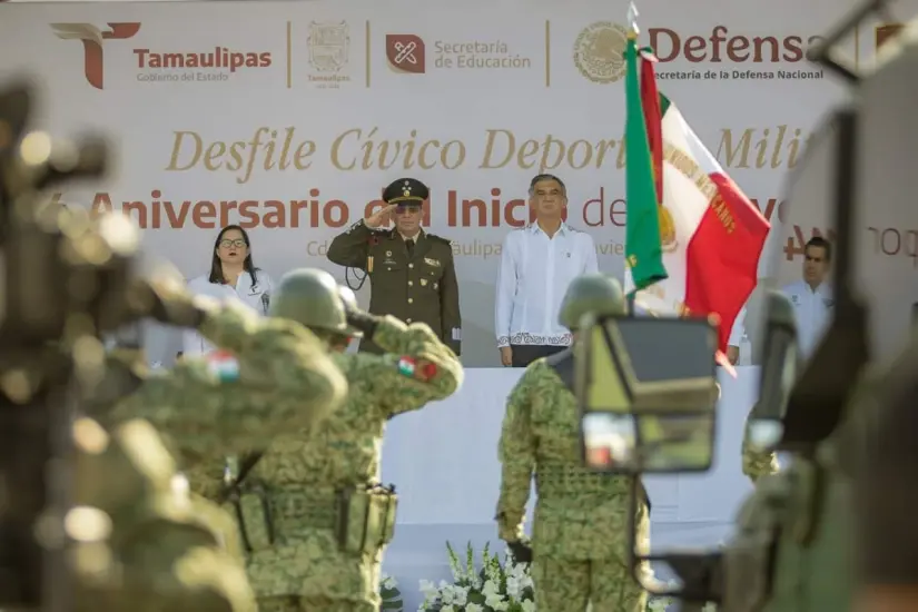 El desfile cívico- militar del 16 de septiembre será encabezado por el gobernador de Tamaulipas, Américo Villarreal Anaya. Foto: Gobierno Tamaulipas