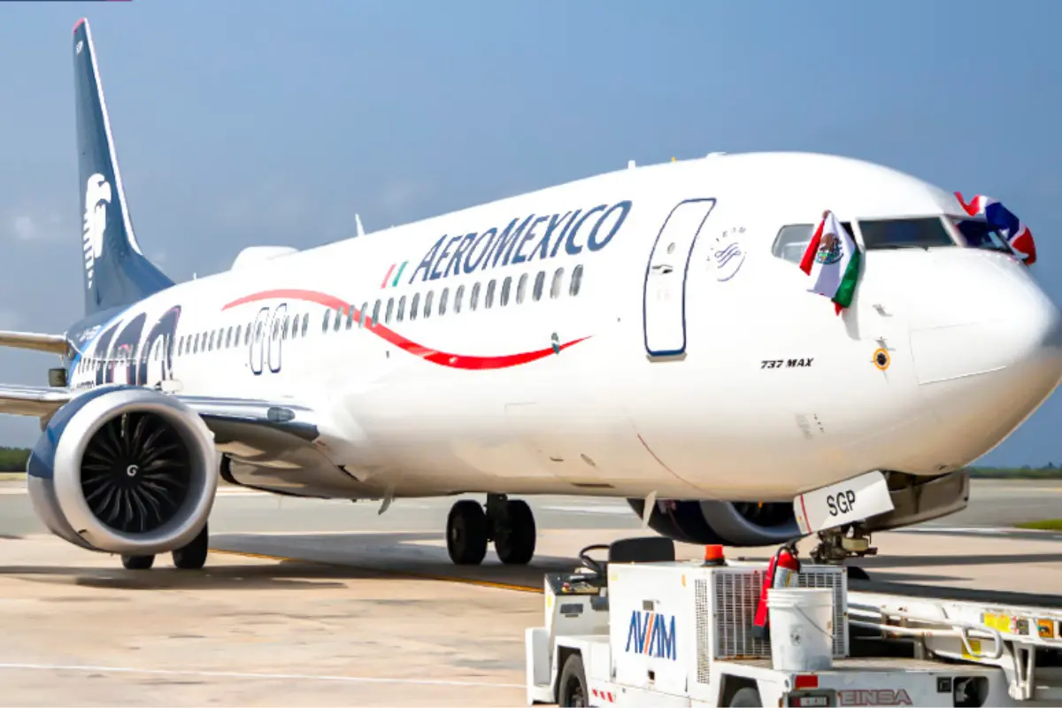 Avión de Aeroméxico. Foto: X (@Aeromexico)