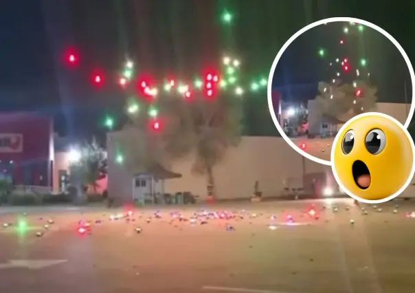 Show de drones falla en Piedras Negras durante fiestas patrias y se desploman en la Macroplaza