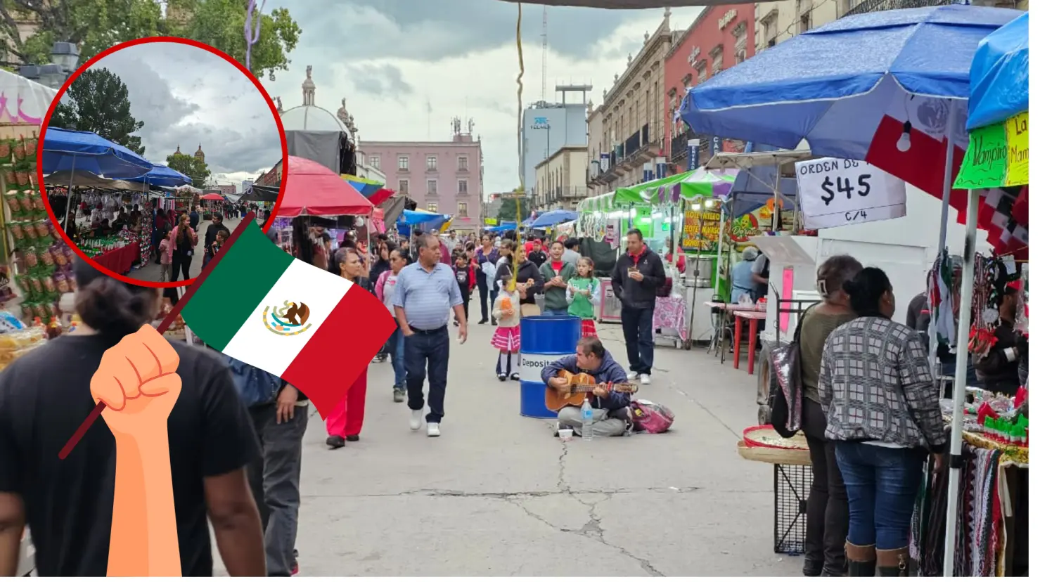 Duranguenses celebran el Grito de Independencia con una verbena en el Centro Histórico.