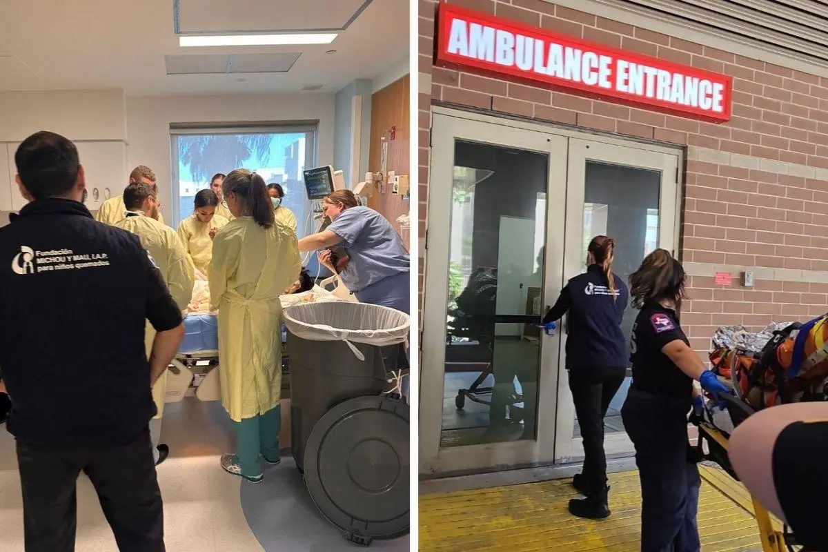 Traslado al hospital de Texas a Jazlyn Azulet. Foto:  Fundación Michou y Mau l Canva