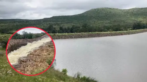 VIDEO | Así luce la presa Garabitos y su desfogue al Arroyo Seco tras 5 días de lluvias