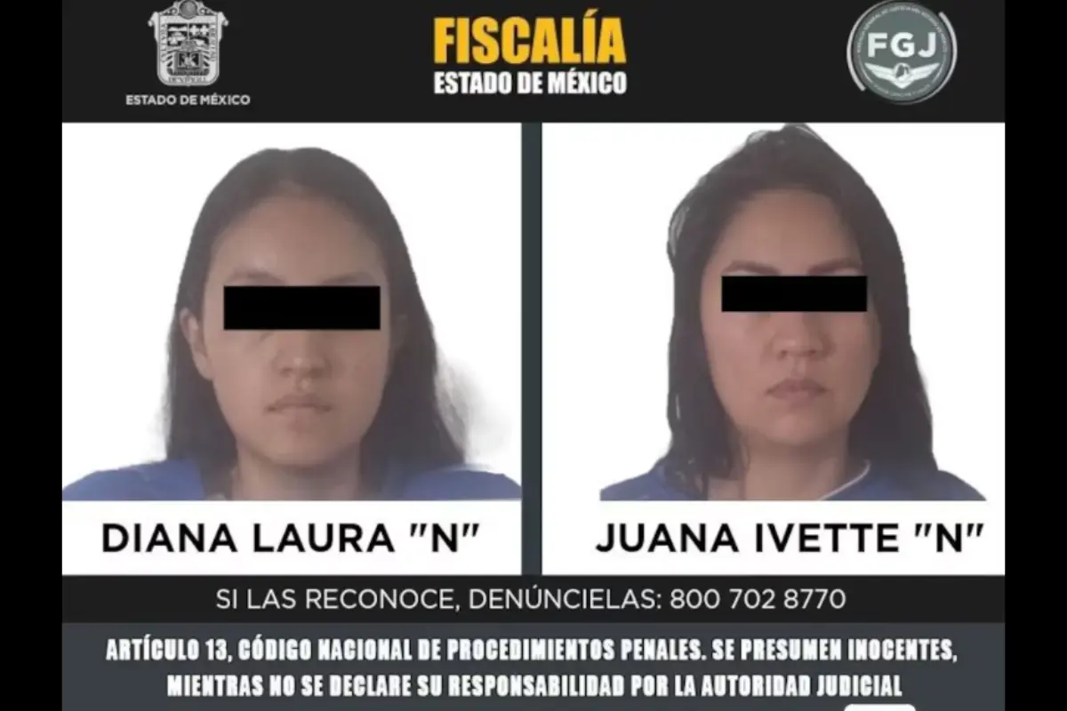 Funcionarias detenidas por vinculación con líder criminal.  Foto: X (@FiscaliaEdomex)