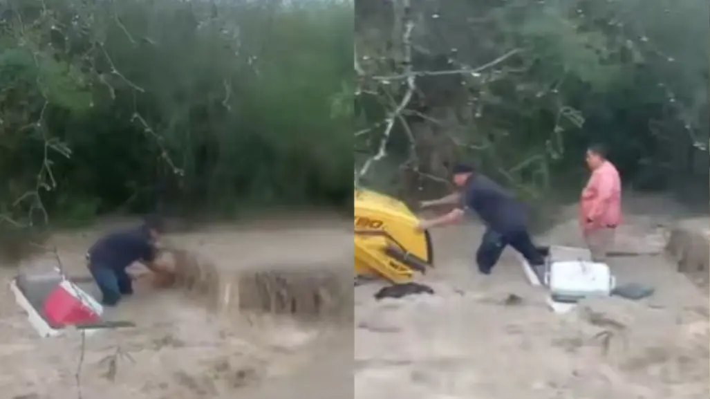 Rescatan a director de OOMSAPAS La Paz de camioneta atrapada en arroyo