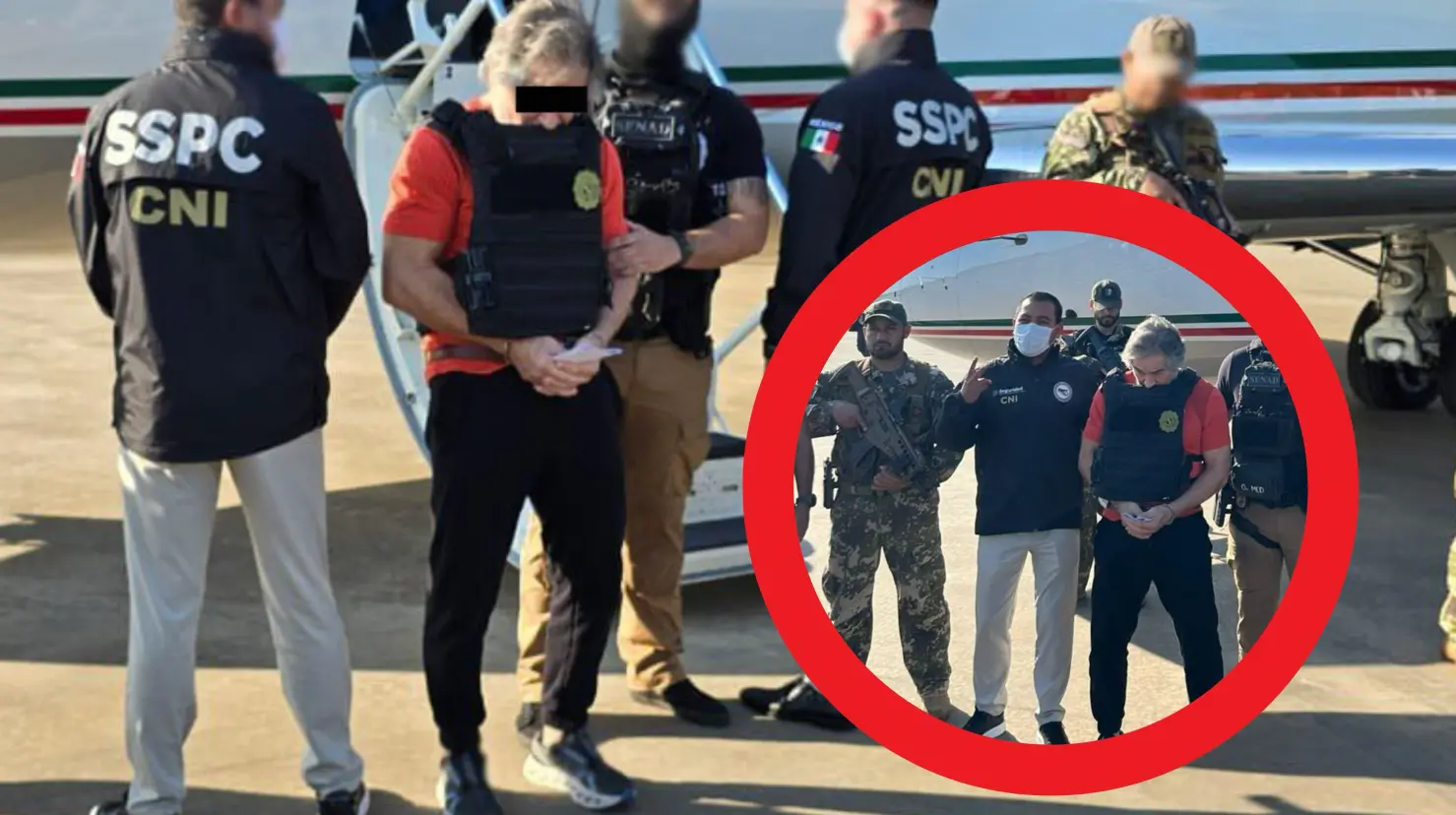 Omar García Harfuch confirma traslado de Hernán N a México. Foto: X (@senad_paraguay)/Canva