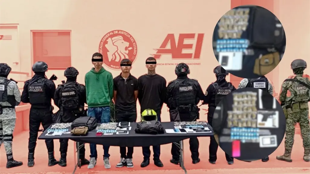 Capturan en Juárez a jóvenes con drogas, armas y motocicleta