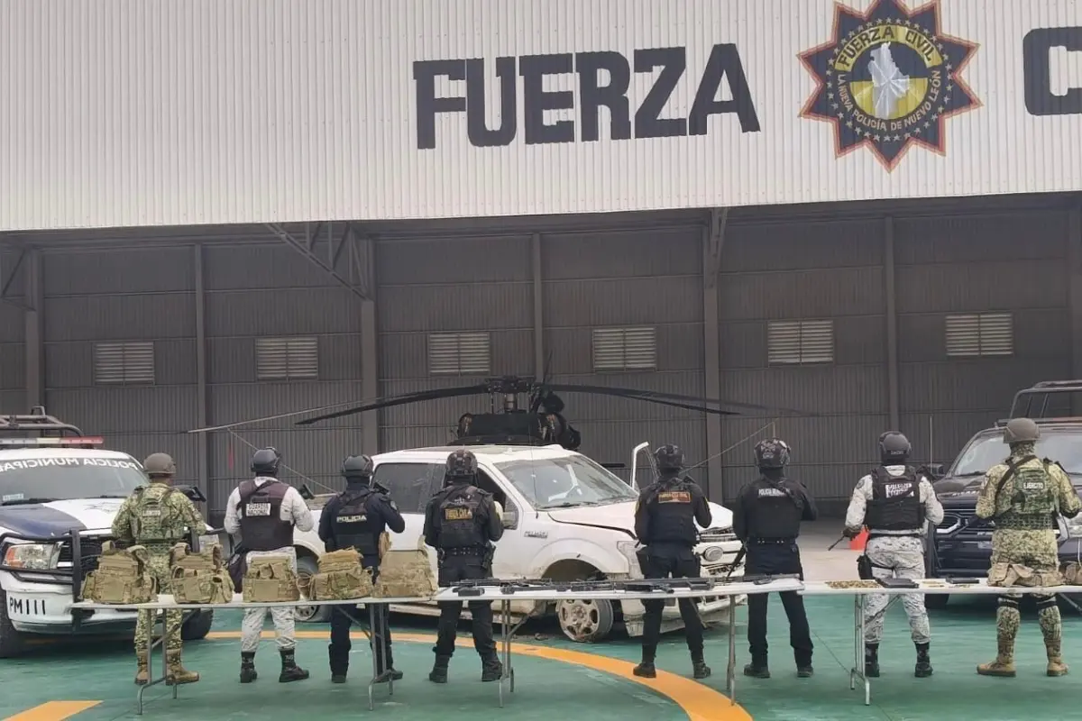 Elementos de seguridad que participaron en el operativo en Mina, Nuevo León. Foto: Fuerza Civil