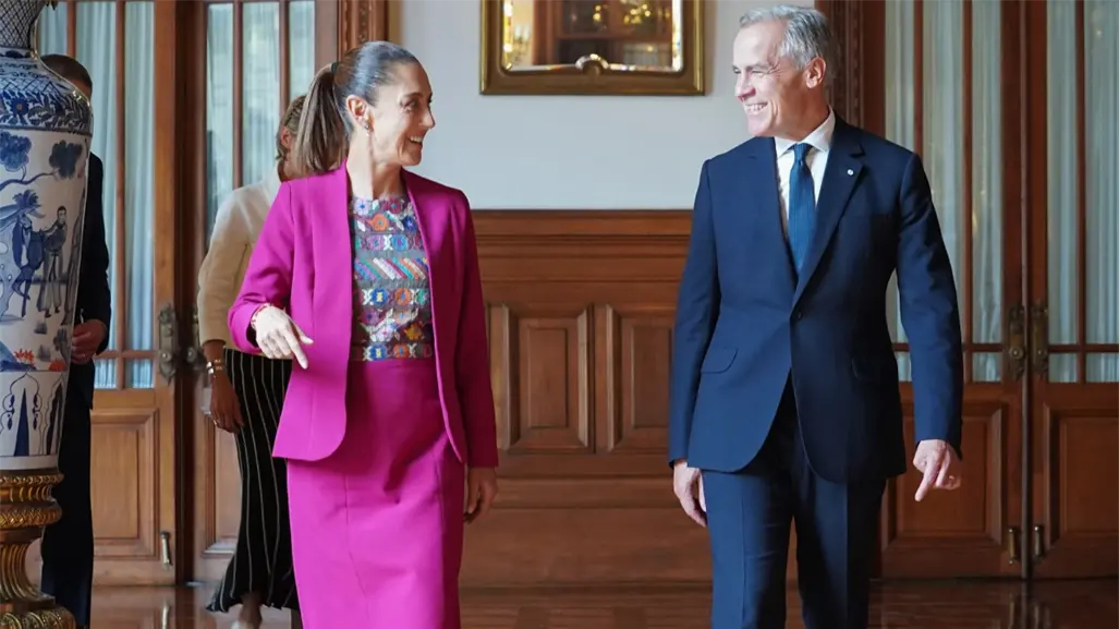 Claudia Sheinbaum recibe a Mark Carney, primer ministro de Canadá, en Palacio Nacional