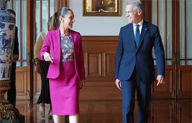 Claudia Sheinbaum recibe a Mark Carney, primer ministro de Canadá, en Palacio Nacional