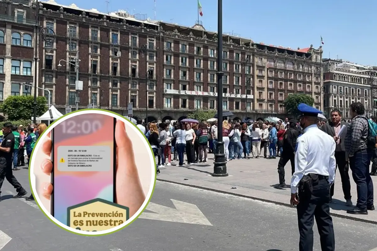 Simulacro en CDMX y Alerta Sísmica en el celular. Foto: @julioc_moreno | Canva