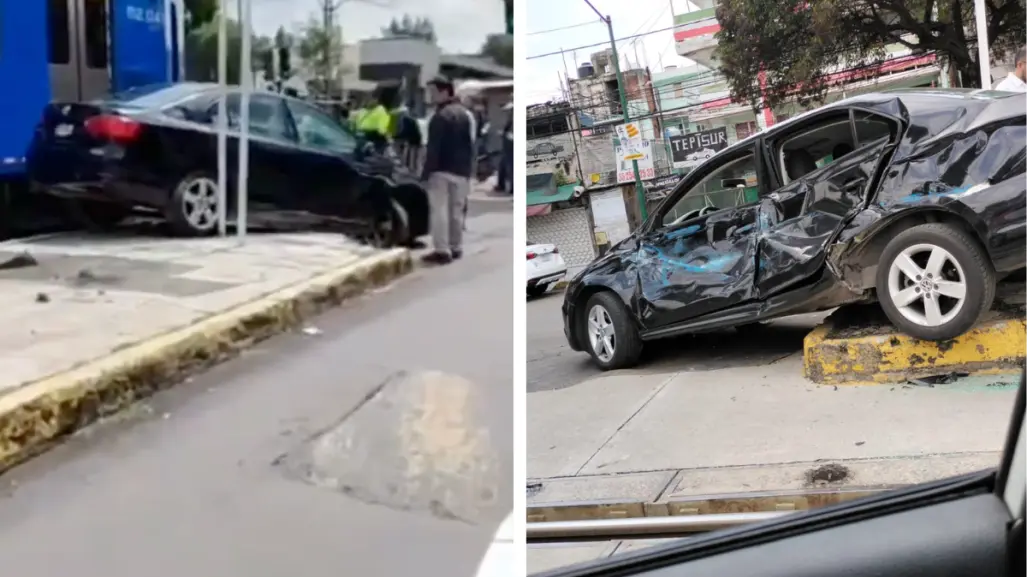 VIDEO | Auto intenta ganarle el paso al Tren Ligero en Xochimilco y es embestido