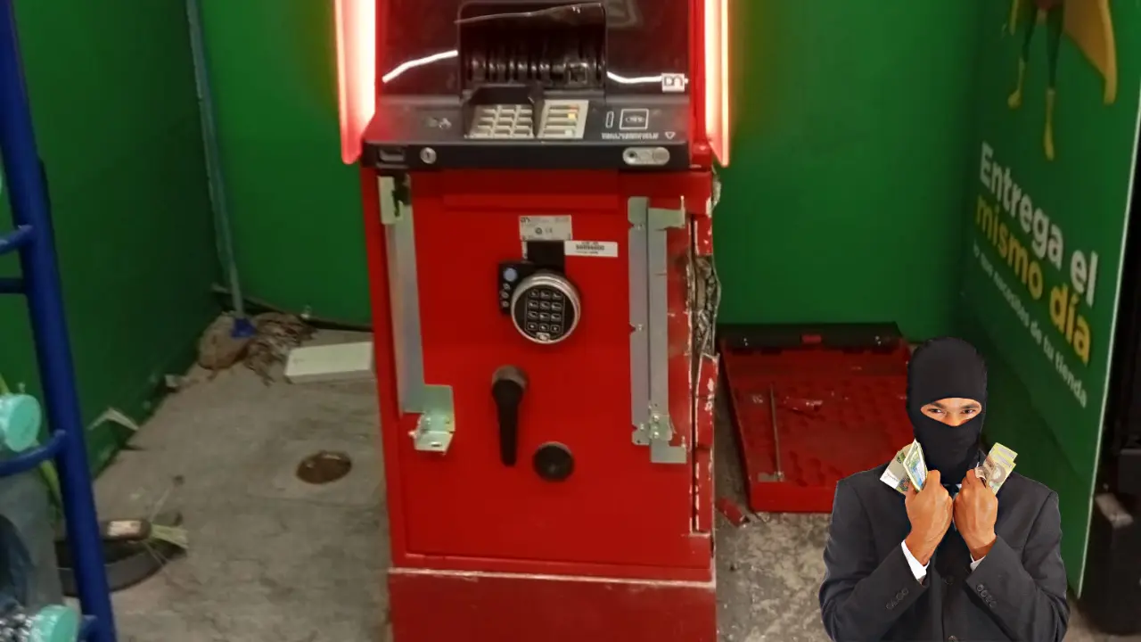 Un solitario ladrón dañó un cajero automático para obtener dinero. Foto: Especial,