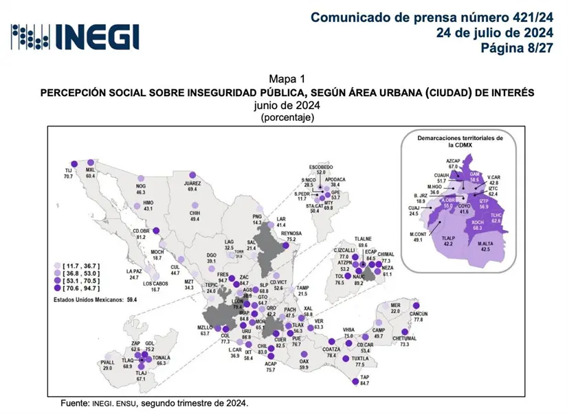Gráfico inseguridad. Foto: INEGI 