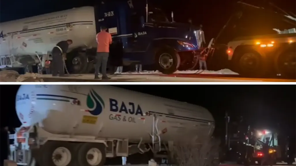 Tras 72 horas, liberan pipa de gas que cayó en la carretera Vizcaíno – San Ignacio