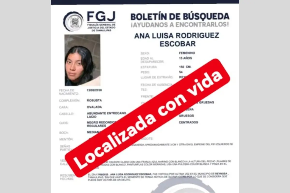 Localizan con vida a Ana Luisa Rodríguez Escobar | Foto: FGR