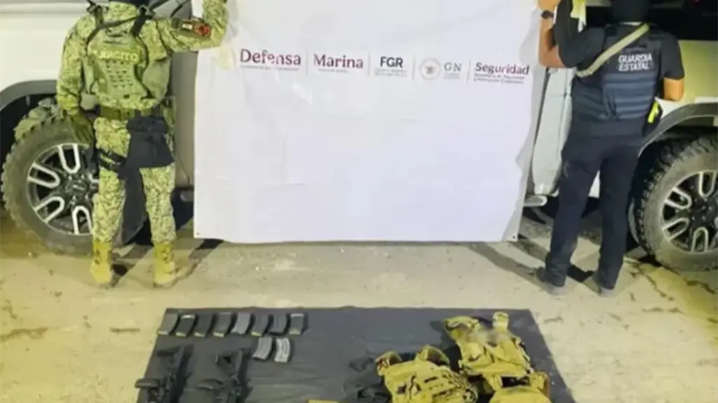 Aseguran armamento y vehículo con blindaje artesanal en Jaumave