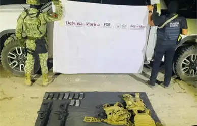 Aseguran armamento y vehículo con blindaje artesanal en Jaumave