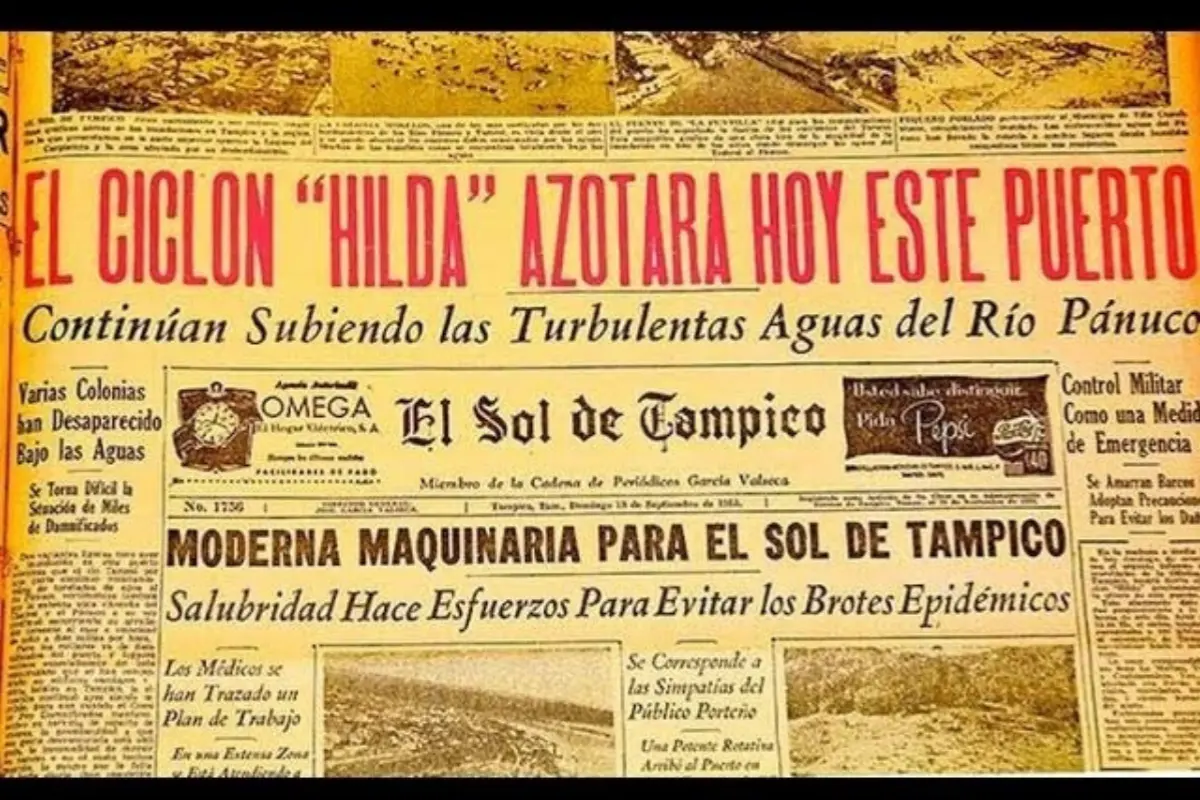 Un 19 de septiembre de 1955, el ciclón Hilda tocó tierra en la costa sur de Tamaulipas dejando una de las peores tragedias naturales registradas en la región. Foto: Periódico