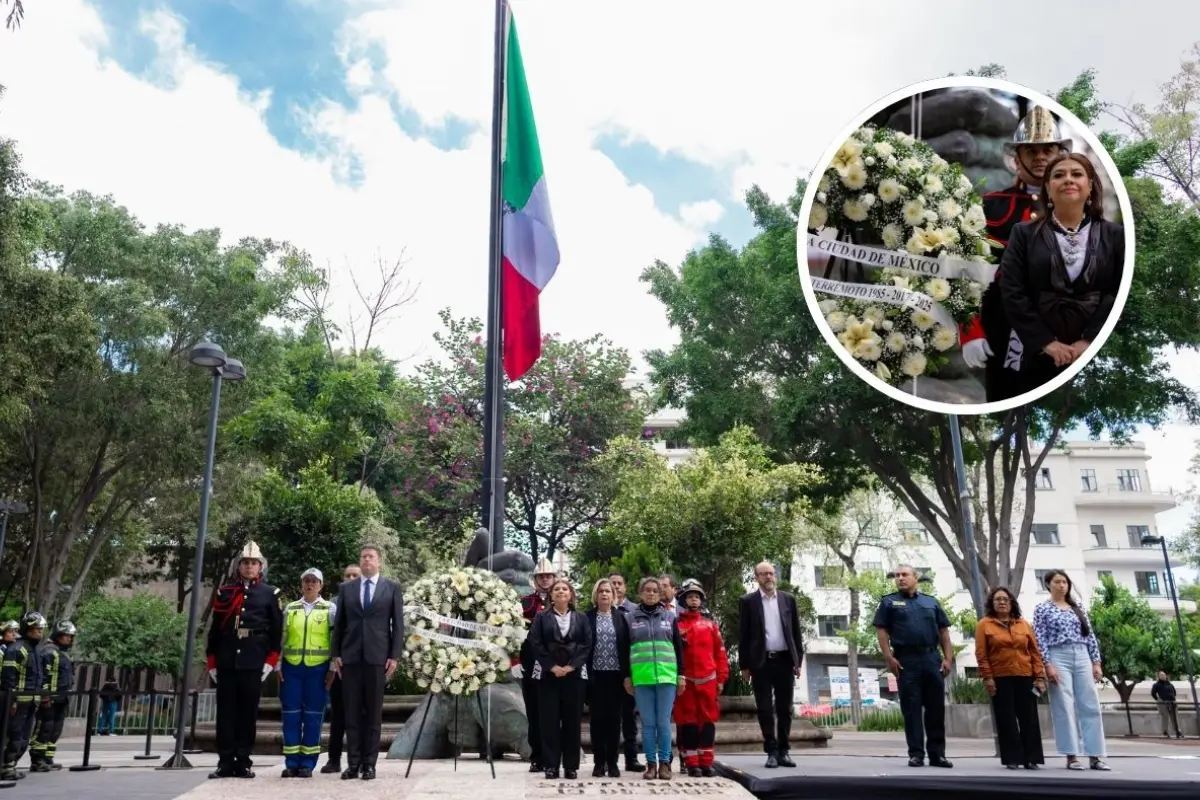 Homenaje a las víctimas del sismo de 1985 y 2017. Foto: Gobierno CDMX l Canva