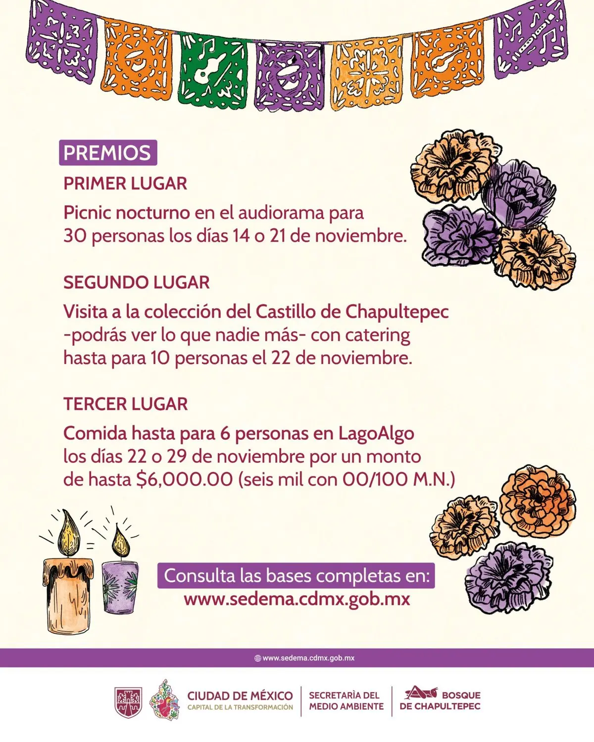 Premios del concurso de ofrendas. Foto: X @SEDEMA_CDMX