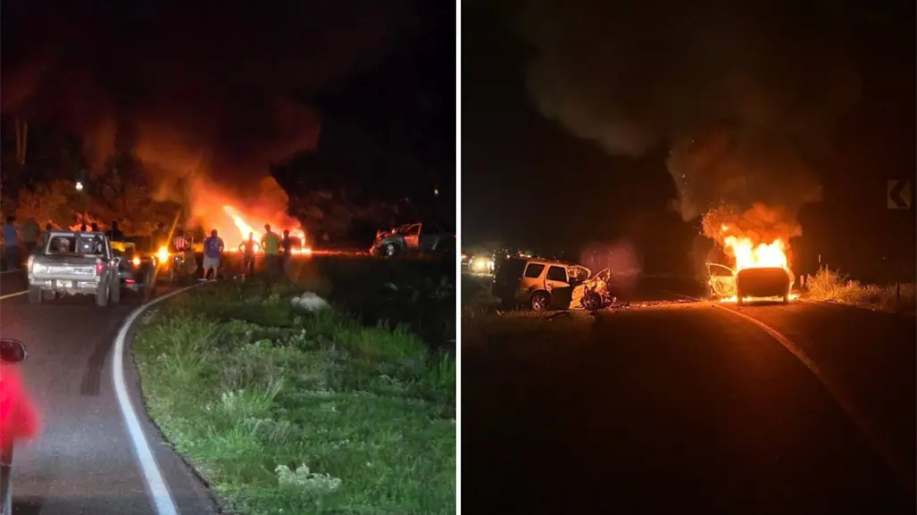Vehículo termina en llamas tras aparatoso accidente en el tramo La Paz–Ciudad Constitución