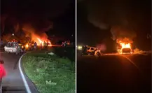 Vehículo termina en llamas tras aparatoso accidente en el tramo La Paz–Ciudad Constitución