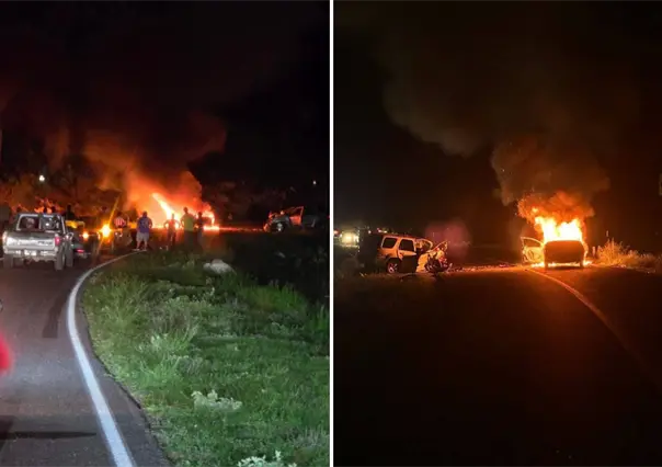 Vehículo termina en llamas tras aparatoso accidente en el tramo La Paz–Ciudad Constitución
