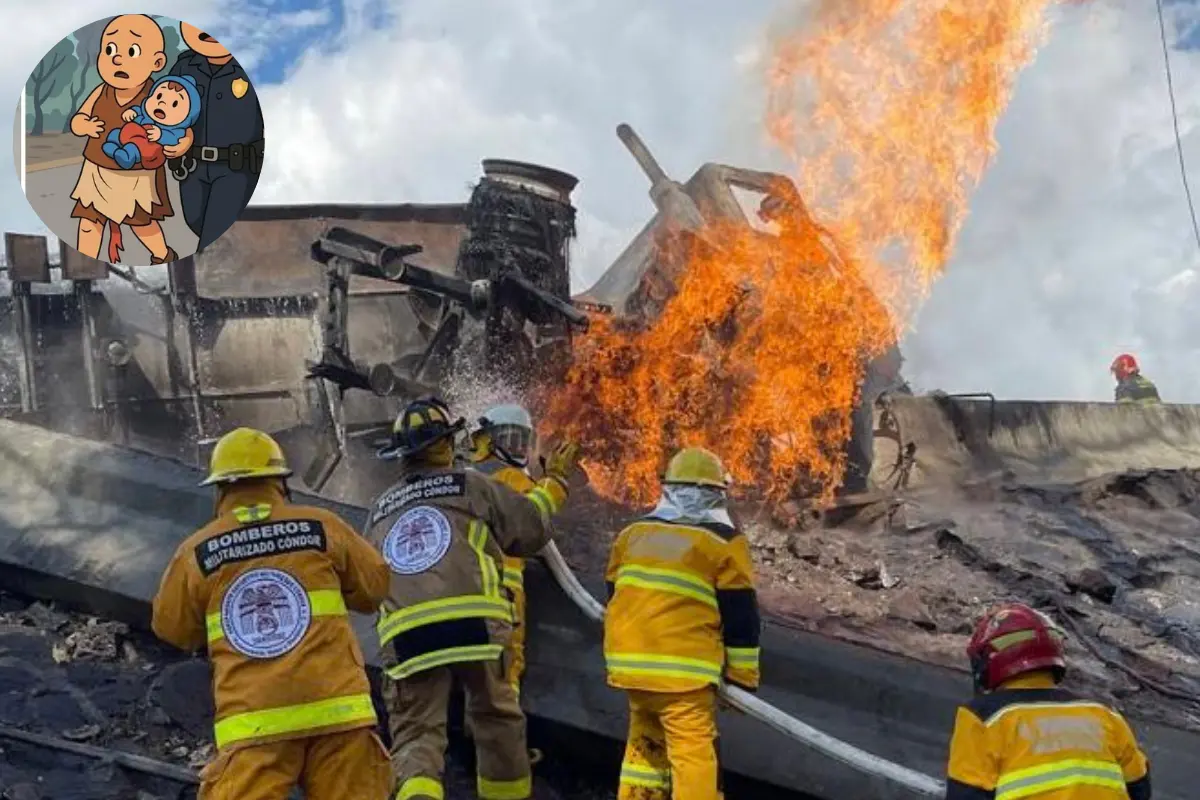 Bebés rescatados en la explosión de pipa en Iztapalapa. Foto: X @Rescate_Condor