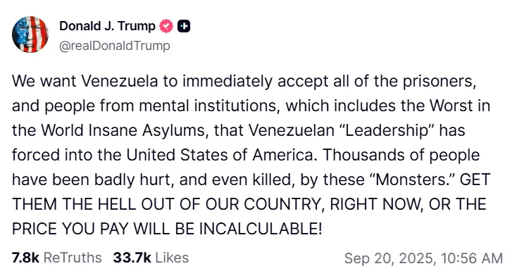 Foto: Truth Social (@realDonaldTrump)