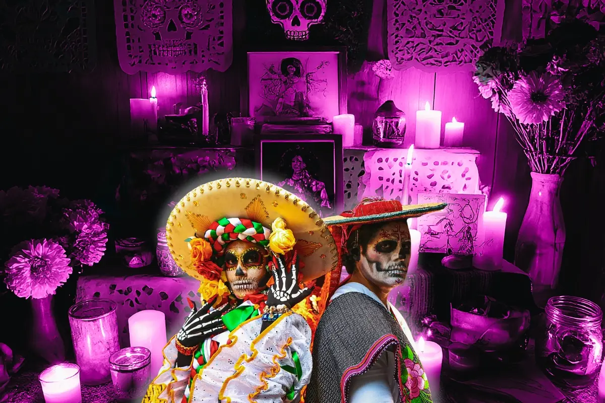 Un altar de muertos y dos catrinas. Foto: Canva