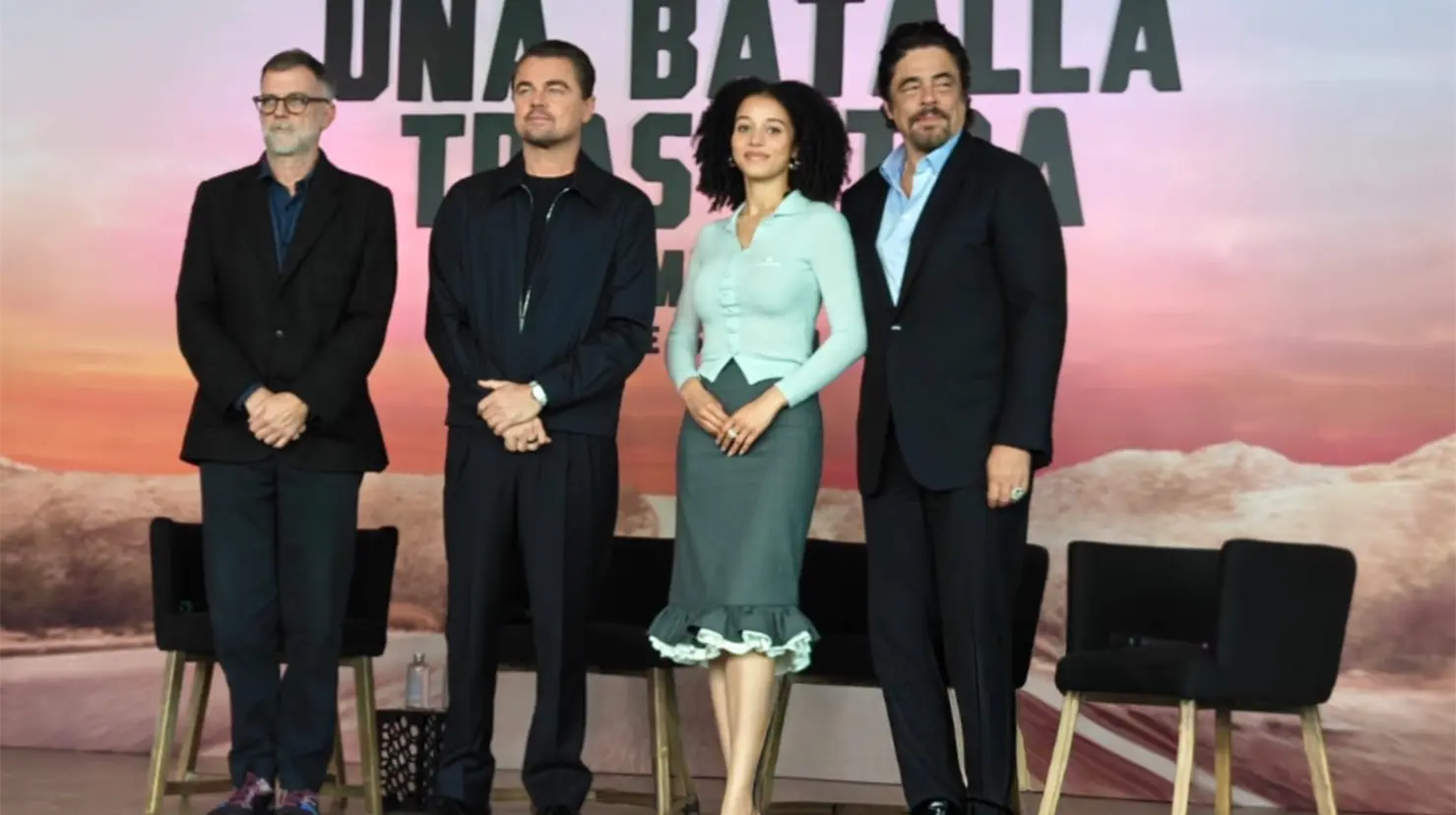 Leonardo Di Caprio, Benicio del Toro, Paul Thomas Anderson y Chase Infiniti brillaron en CDMX con Una batalla tras otra.