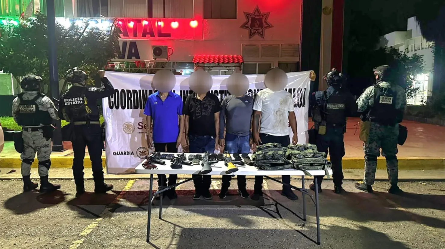 Operativo conjunto en Sinaloa logra captura de cuatro hombres armados. Foto: X (@sspsinaloa1)