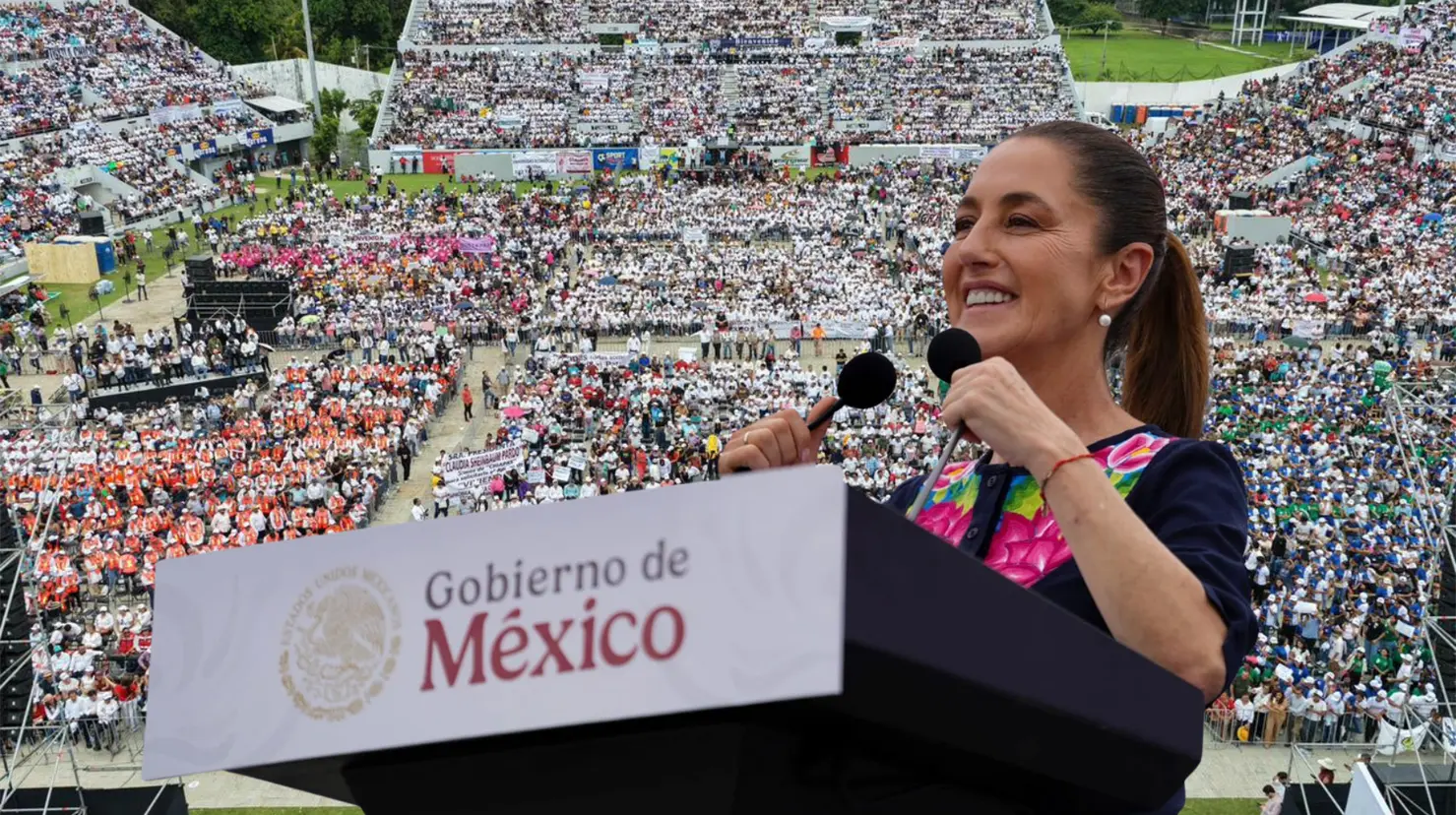 Claudia Sheinbaum ofrece reparar puentes caídos por lluvias en Chiapas. Foto: Gobierno de México.