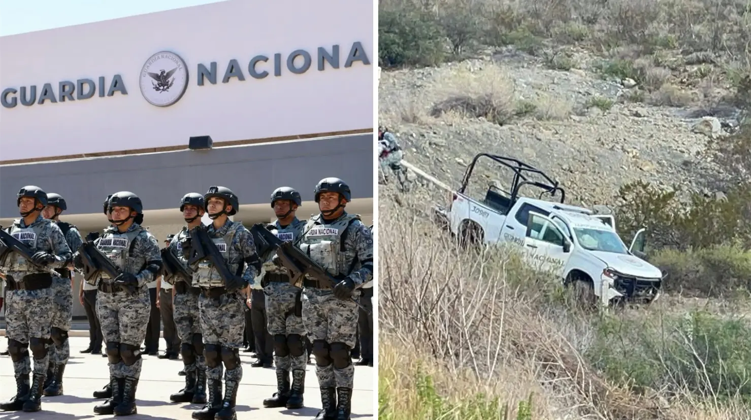 Elemento de la Guardia Nacional muere tras volcadura en Ramos Arizpe. Foto: Estado Mayor | Facebook.