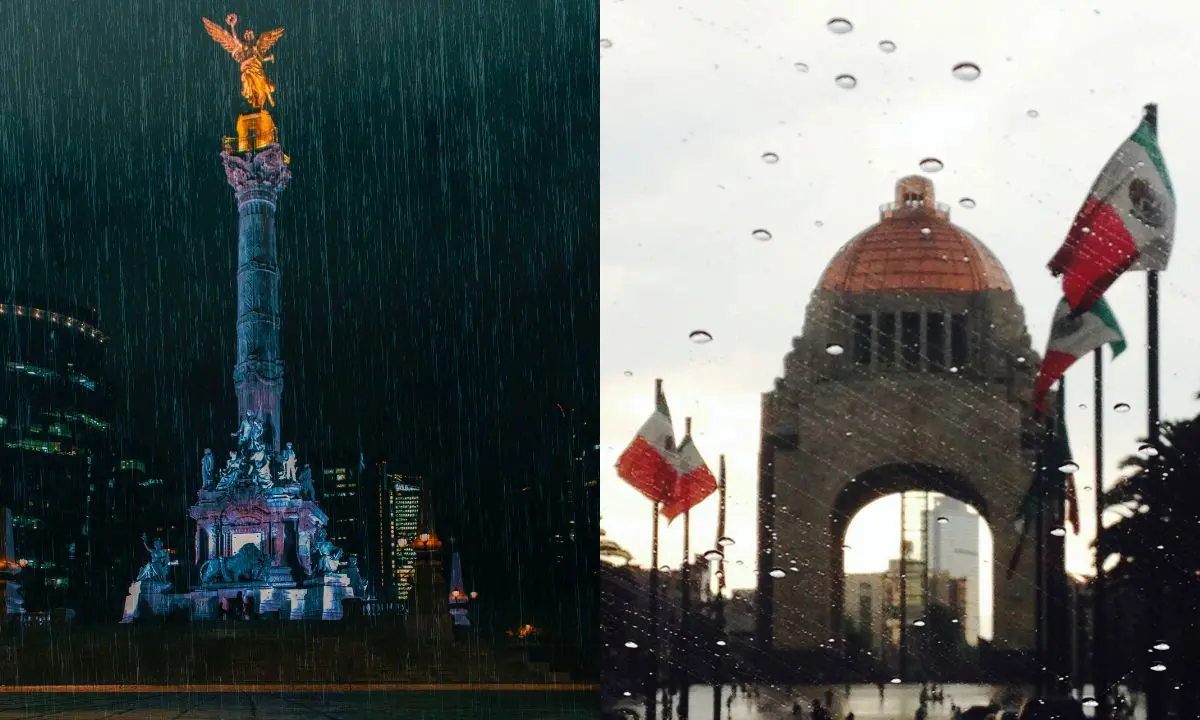 Ángel de la Independencia, Monumento a la Revolución con lluvia. Foto: Pexels | Canva