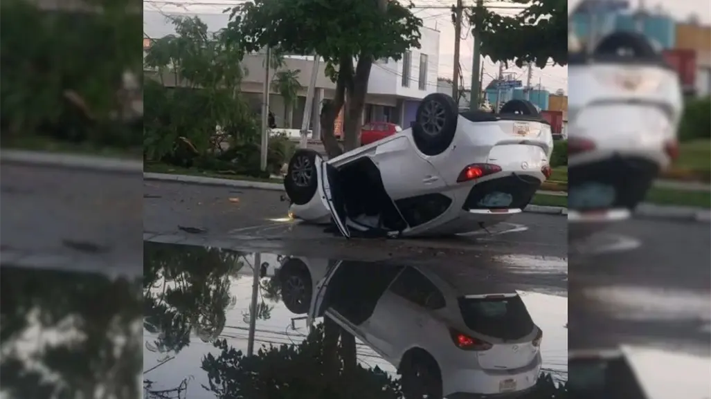 Aparatosa volcadura mañanera en la avenida Jacinto Canek de Mérida