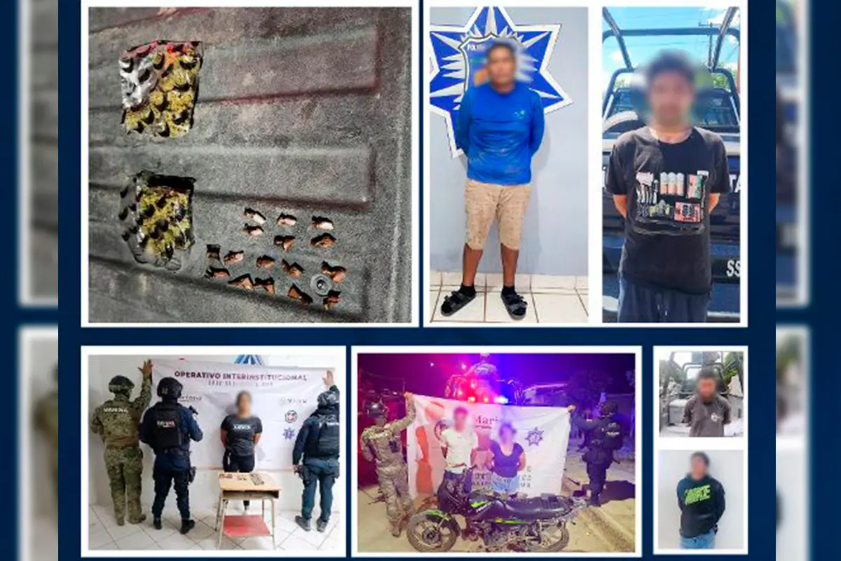 En distintos operativos realizados de Loreto a Los Cabos, las autoridades confiscaron gran cantidad de armas, drogas y vehículos. Foto: Mesa de Seguridad.